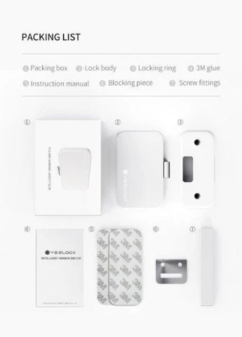 Умный мебельный замок Bluetooth Cabinet Lock ZNGS01YSB Yeelock (296638574)
