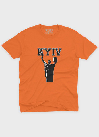 Оранжевая мужская футболка с патриотическим принтом киев (ts001-5-ora-005-1-129) Modno