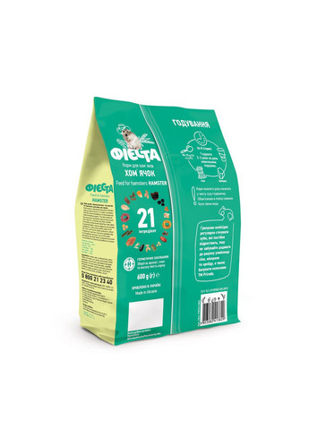 Корм Фиеста «Хомячок» для хомяков, 600 г Природа (365593190)