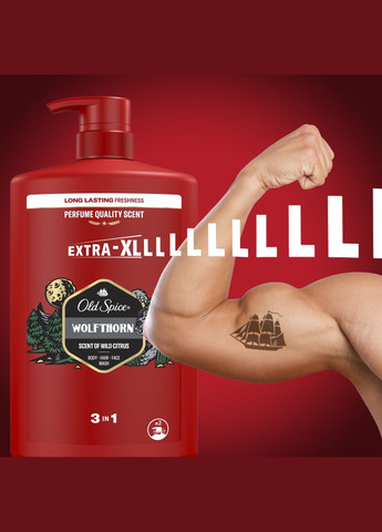 Гель для душу + шампунь 3-в-1 Wolfthorn 1000 мл Old Spice (307071094)