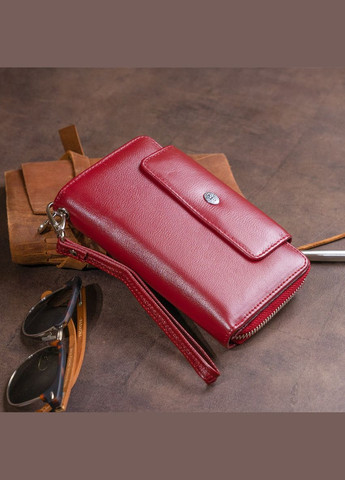 Гаманець зі шкіри на клямці 19341 Бордовий st leather (298568737)