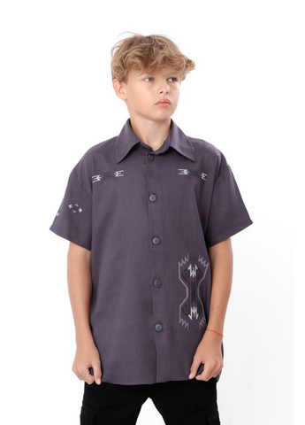 Темно-серая повседневный рубашка с орнаментом Носи своє