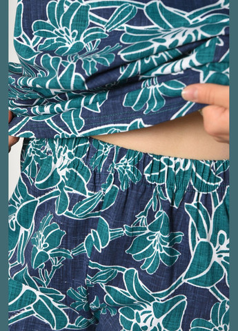 Костюм домашний женский полубатальный зеленого цвета с принтом Let's Shop (299764421)