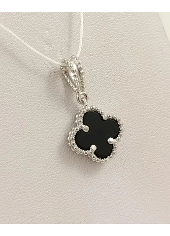 Срібна підвіска "Клевер" з оніксом (Арт.32811494034) No Brand Підвіска (368294822)