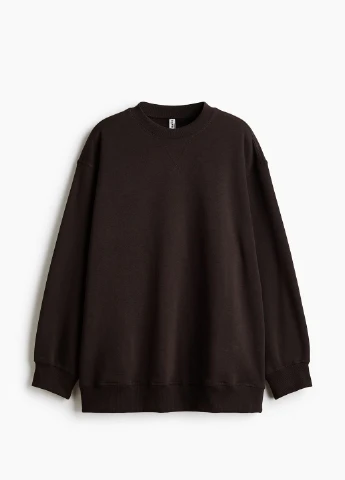 Темно-коричневый свитшот H&M однотонный (374541166)