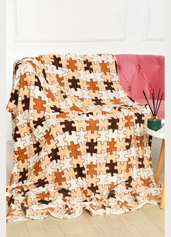 Плед темно-бежевого цвета с принтом размер 150*200 Let's Shop (313032421)