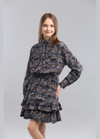 Коричневий демісезонний комплект джулі мраморний спідничний, з сорочкою IRmAS