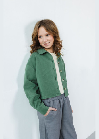 Зеленая кэжуал рубашка однотонная Top Hat Kids
