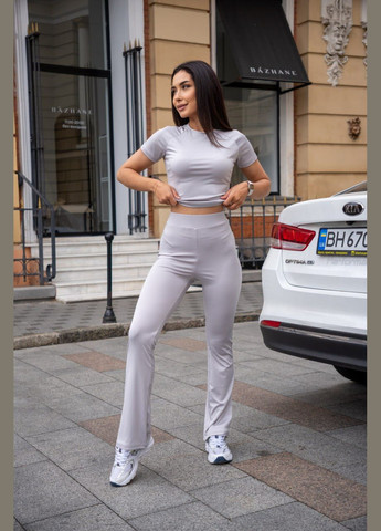 Жіночий костюм із мікро-дайвінгу сiрого кольору 32734 No Brand (329726875)