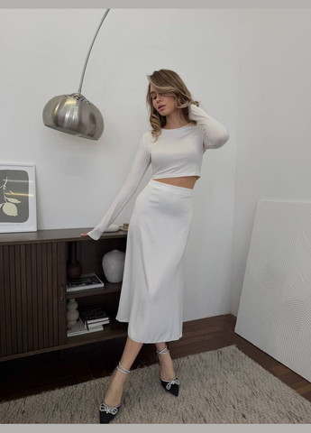 Молочная офисная, повседневная, праздничный, вечерний юбка шелк No Brand