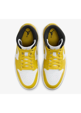 Кроссовки женские 1 Mid Yellow/White Air Jordan белые (391223638)
