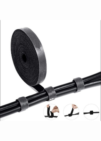 Органайзер кабелю стяжка липучка затискач хомут для проводів 5 м 30 мм Чорний Neon (340276181)