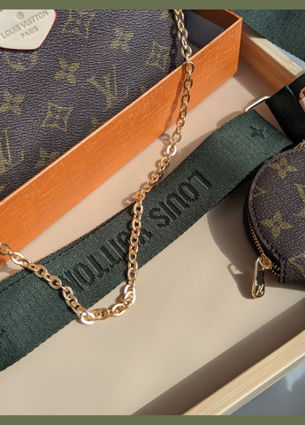 Сумочка жіноча 3в1 Луї Вітон Multi Pochette bag (корич.+зелений) No Brand (322560205)