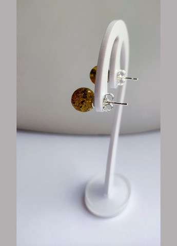 Сережки 2554 "гвоздики" з натурального бурштину з вкрапленнями срібло MINOV (311310507)