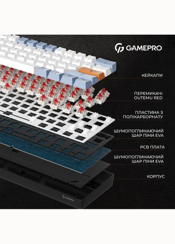 Клавіатура MK130R Hot-Swap Red Swich RGB Black (MK130R) GAMEPRO (315065076)