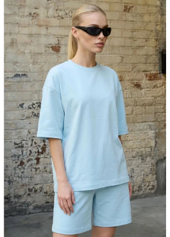 Женский костюм стаф летний комплект футболка и шорты de light blue Seli Staff (395647540)