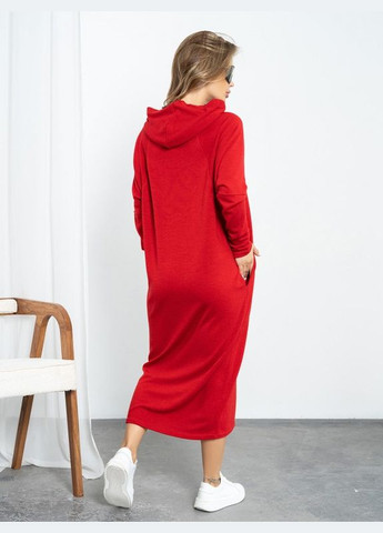 Червона повсякденний червона сукня кокон з капюшоном ISSA PLUS однотонна