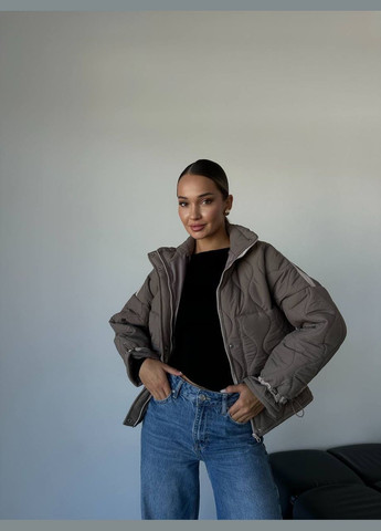 Сіро-коричнева демісезонна жіноча куртка No Brand