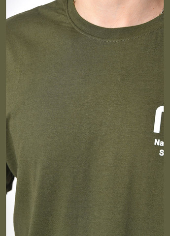 Хаки (оливковая) футболка мужская полубатальная цвета хаки Let's Shop