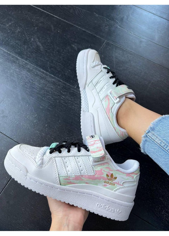 КРОССОВКИ ЖЕНСКИЕ ADIDAS FORUM LOW CLOUD WHITE PREMIUM АДИДАС ФОРУМ No Brand белые демисезоны (368887803)