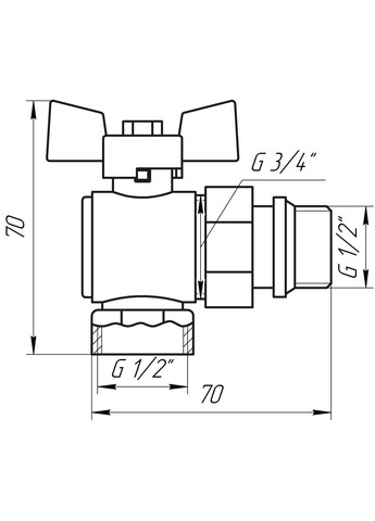 Кран шаровой угловой с американкой Q PROFESSIONAL QP004 PN40 1/2″ антитечка, Белая бабочка Quality (299995803)