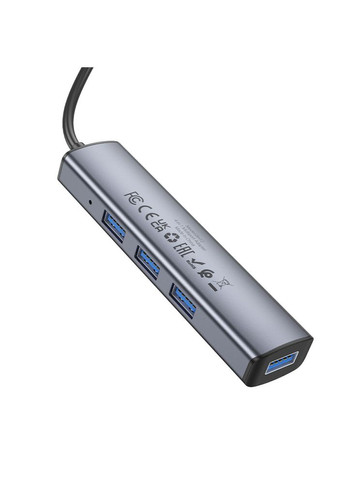 Переходник-адаптер USB-хаб 4-в-1 DH12 | Type-C на USB3.0*4, 0,2M| Серый Borofone (355412571)