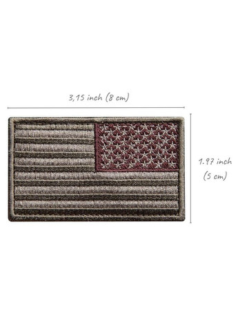 Набір шевронів 2 шт із липучкою Прапор США хакі відзеркалений 5х8 см, вишитий патч IDEIA (275994591)