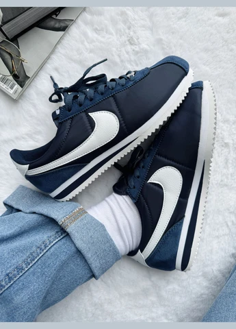 Кросівки жіночі і чоловічі Nike Cortez Blue Navi White | Найк Кортез сині No Brand сині демісезони (341089776)