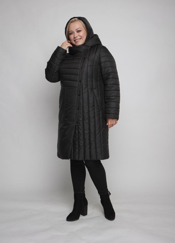 Чорна зимня парка зимова жіноча великого розміру SK