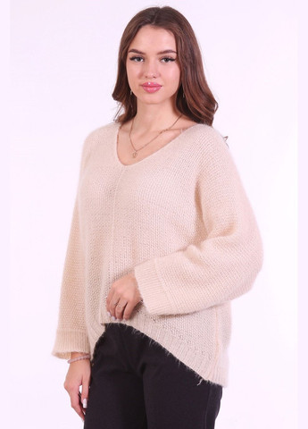 Молочный демисезонный свитер женский 99047 вязка молочный Актуаль