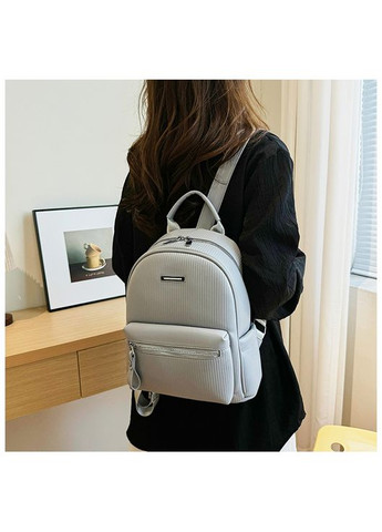 Жіночий рюкзак сірий декорований полосками КиП (312475734)