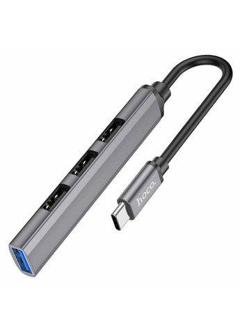 Кабель-перехiдник HB26 4 in 1 adapter(Type-C to USB3.0+USB2.0*3) Metal Gray Hoco (355412578)