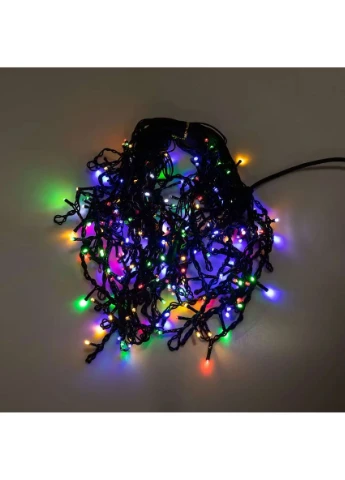 Гірлянда Бахрома вулична 200 LED 12 м від мережі чорна нитка, мультиколір No Brand (365062267)
