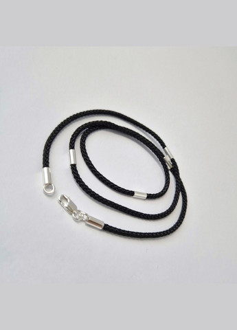 Ювелирный шелковый черный шнурок 2 мм со вставками см серебро 925 пробы арт.660 2.56г No Brand (340108440)