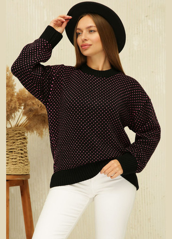 Чорний зимовий в'язаний жіночий светер вільного крою (-sviter-229) MarSe