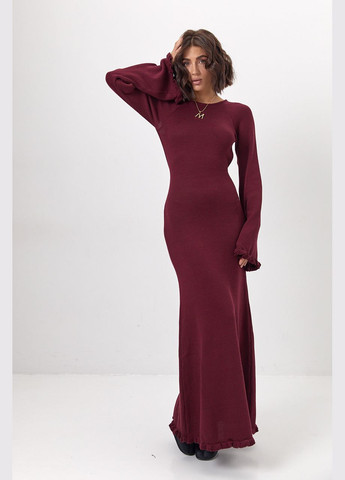 Бордовое вязаное платье макси с вырезом на спине Lurex