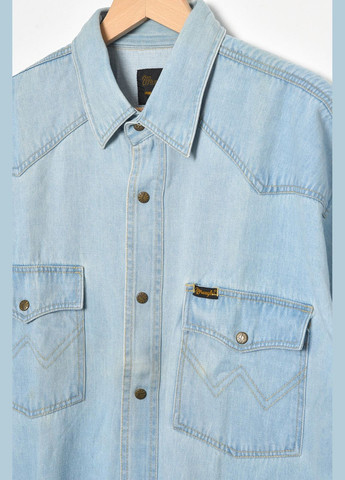 Сорочка чоловіча батальна джинсова світло-блакитного кольору Let's Shop (292630434)