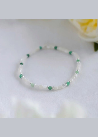 Браслет натуральный Изумруд граненый, Перламутр +вставки цвет серебро, фур-ра гип-ный сплав d-3мм L-17-18см No Brand Браслет (302394546)