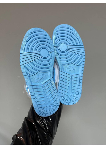 КРОССОВКИ ЖЕНСКИЕ NIKE AIR JORDAN 1 MID BLUE GREY PREMIUM НАЙК АИР ДЖОРДАН No Brand серые демисезоны (367175780)