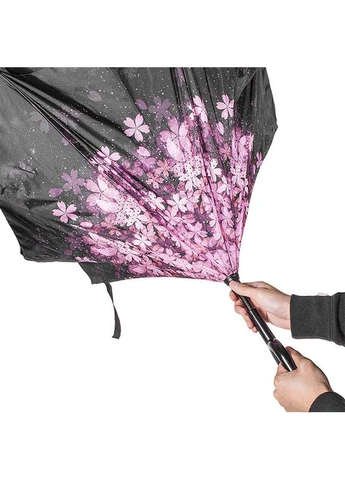 Чорна} парасолька, навпаки up-brella квіти вишні 9 шт. Lesko (398958607)