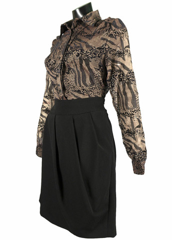 Коричнева демісезонна жіноча блуза з органзи з баскою коричневий Lowett