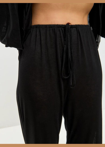 Чорна жіноча піжама з віскози, костюм для дому кофта + брюки Veronica