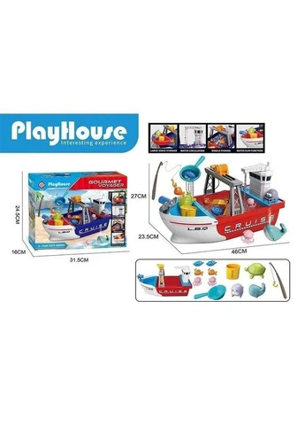 Детский интерактивный корабль-рыбалка PlayHouse набор для игр с водой Кораблик с циркуляцией воды и удочкой No Brand (401916069)