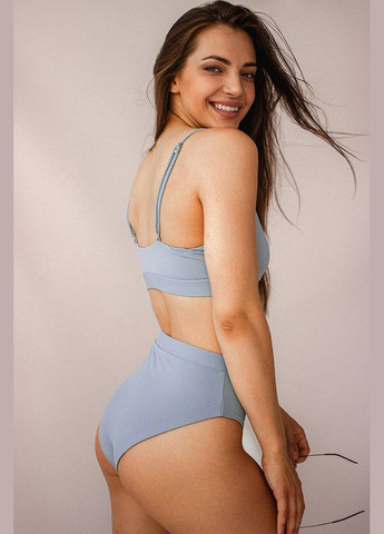 Комбінований літній сіро-блакитний купальник із високими плавками - light top kari shop atelier сіро-блакитний xl/m (155sw-21brh-blugr) Ova Ova Brand