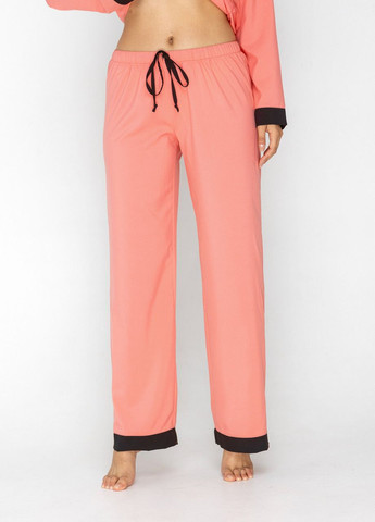 Терракотовая всесезон пижама женская рубашка с длинным рукавом и брюки (теракотовий/черный) рубашка + брюки GorLin