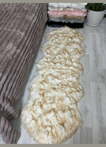 Килимок пухнастий зносостійкий з високим ворсом 60х180 см Бежевий (П4К-polosa-002-06) No Brand (323160785)