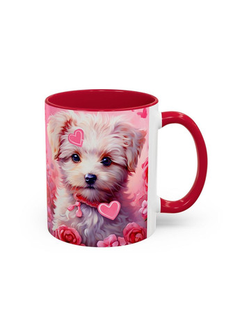 Керамічна чашка з дизайном "Песик в трояндах" No Brand (368671743)