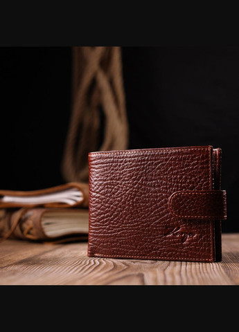 Гаманець чоловічий Шкіряний з хлястиком 21088 Світло-коричневий Karya (306882107)