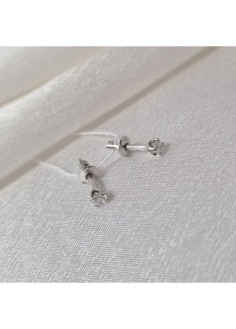 Серебряные Сережки гвоздики на закрутках с Белым камнем 3 мм серебро 925 пробы Родированное 72305б 0.87г Nobrand (365639345)