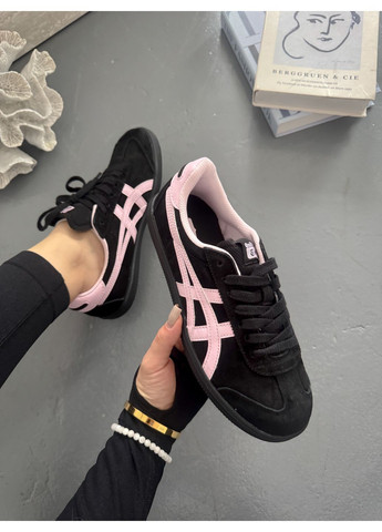 Чорні Осінні кросівки чоловічі і жіночі asics onitsuka toger black pink | асікс онітцука тайгер токутен чорні No Brand